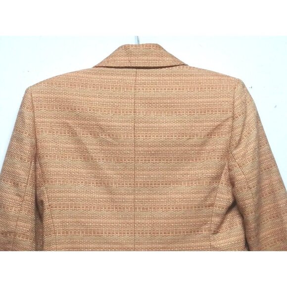 Le Suit Petite Womens Blazer jacket tweed Peach color Sz 4P pockets 2 button EC - Picture 5 of 8